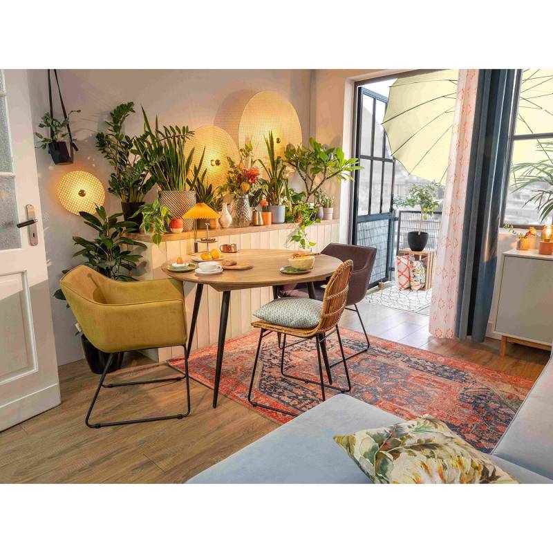 home24 Armlehnstuhl Rennes 2er-Set 56 x 82 x 61cm Gold/Currygelb von home24