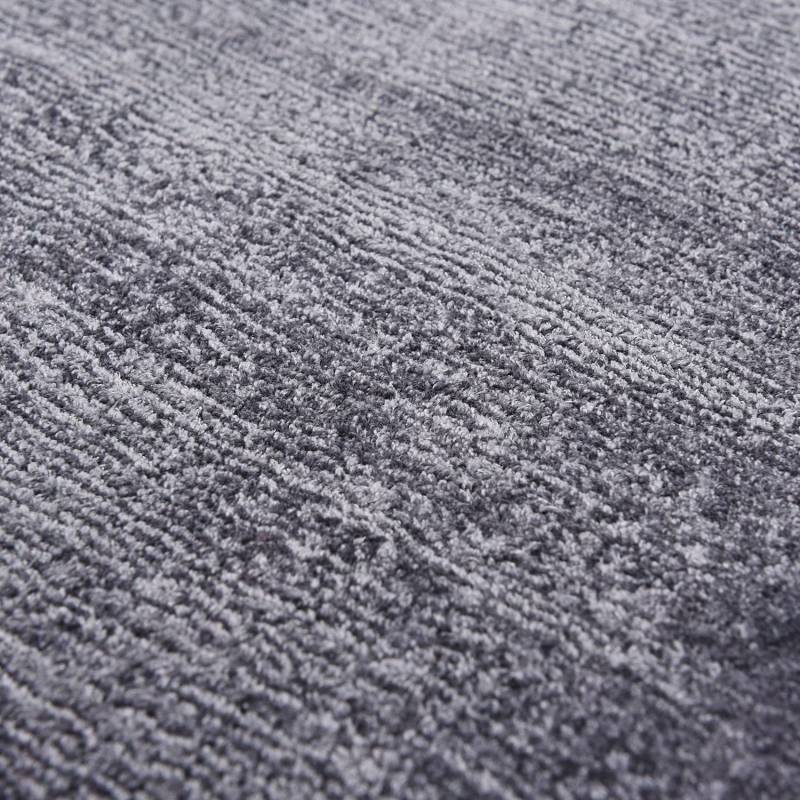 home24 Kurzflorteppich Shine Grau/Anthrazit 65 x 135cm 100% Viscose von home24