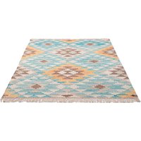 TOM TAILOR HOME Teppich "Check Kelim", rechteckig, 5 mm Höhe, handgewebt, mit Fransen, Boho-Style von Tom Tailor Home