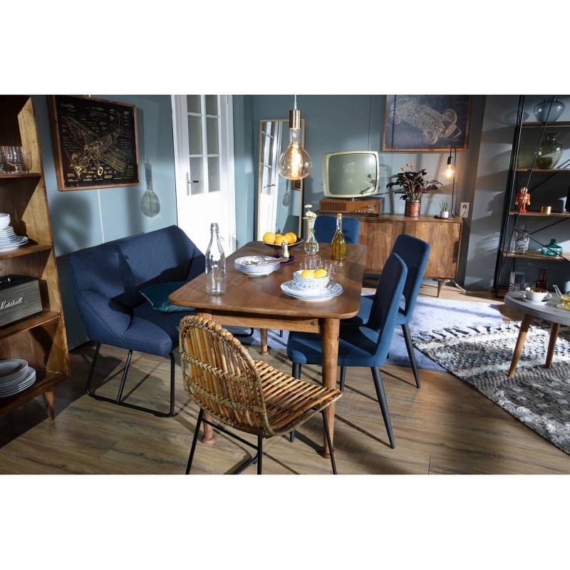 home24 Polsterstuhl Tampere 2er-Set 56 x 86 x 48cm Blau/Jeansblau von home24