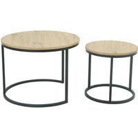 HELA Couchtisch "LINDAU", (Set, 2 St., 2er Set), 2er Set,Tischplatten rund,MDF,Eicheoptik,Metallgestell,Dia 60+40cm von Hela