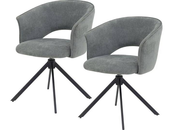 TOM TAILOR HOME Armlehnstuhl CURVY ARMCHAIR (Set, 2 St), mit Armlehnen, drehbar, Rückholfunktion, Rückenausschnitt, grau von Tom-Tailor