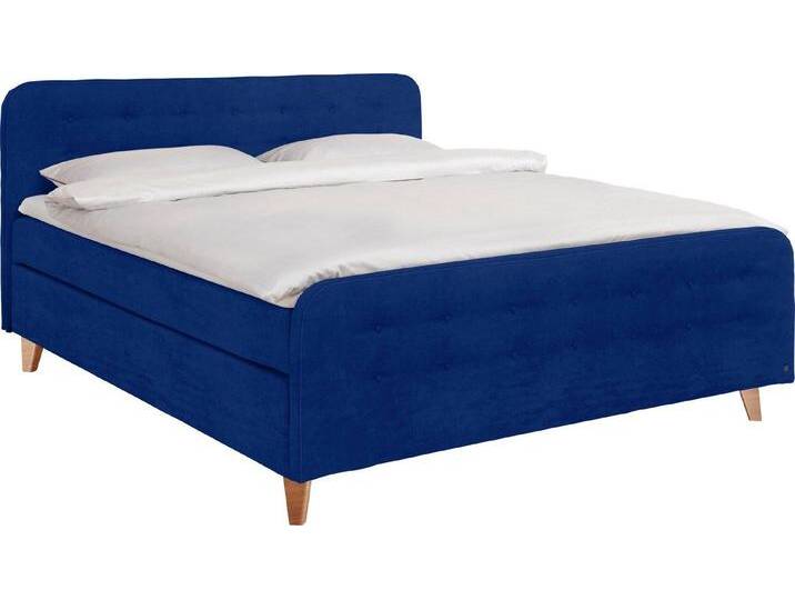 TOM TAILOR HOME Boxspringbett NORDIC BOX, mit Knopfheftung im Kopfteil und Fußteil, Füße in Buche natur, blau, H2 , H2, cobalt TSV 66 von Tom-Tailor