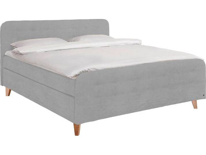TOM TAILOR HOME Boxspringbett NORDIC BOX, mit Knopfheftung im Kopfteil und Fußteil, Füße in Buche natur, grau, H2 , H2, stone TSV 29 von Tom-Tailor