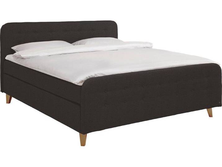 TOM TAILOR HOME Boxspringbett NORDIC BOX, mit Knopfheftung im Kopfteil und Fußteil, Füße in Buche natur, grau, H2 , H3, anthracite TBO 9 von Tom-Tailor