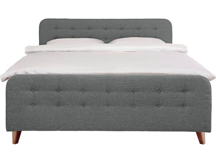TOM TAILOR HOME Boxspringbett NORDIC BOX, mit Knopfheftung im Kopfteil und Fußteil, Füße in Buche natur, grau, H3, soft graphite TUS 9 von Tom-Tailor
