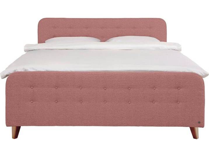 TOM TAILOR HOME Boxspringbett NORDIC BOX, mit Knopfheftung im Kopfteil und Fußteil, Füße in Buche natur, rosa, H2 , H2, blush TBO 27 von Tom-Tailor