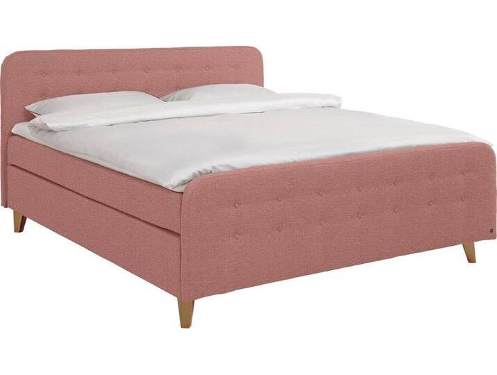 TOM TAILOR HOME Boxspringbett NORDIC BOX, mit Knopfheftung im Kopfteil und Fußteil, Füße in Buche natur, rosa, H2 , H2, blush TBO 27 von Tom-Tailor
