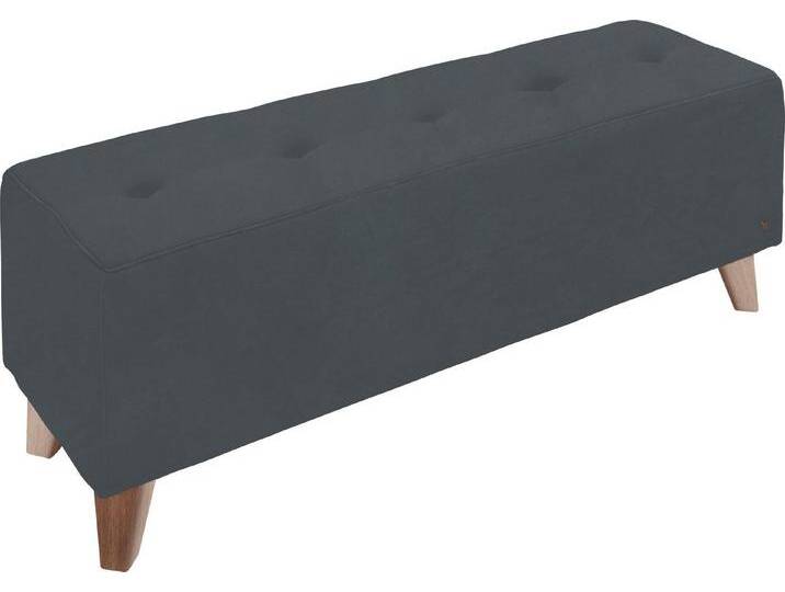 TOM TAILOR HOME Hockerbank NORDIC, mit Knopfheftung auf der Sitzfläche, grau, Fuß buchefarben, dark grey TSV 39 von Tom-Tailor