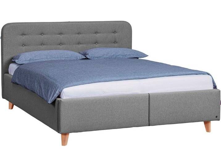 TOM TAILOR HOME Polsterbett NORDIC STORAGE, Stauraumbett mit Knopfheftung im Kopfteil, Füße Buche natur, grau, H3 , H3, moody grey TBO 29 von Tom-Tailor
