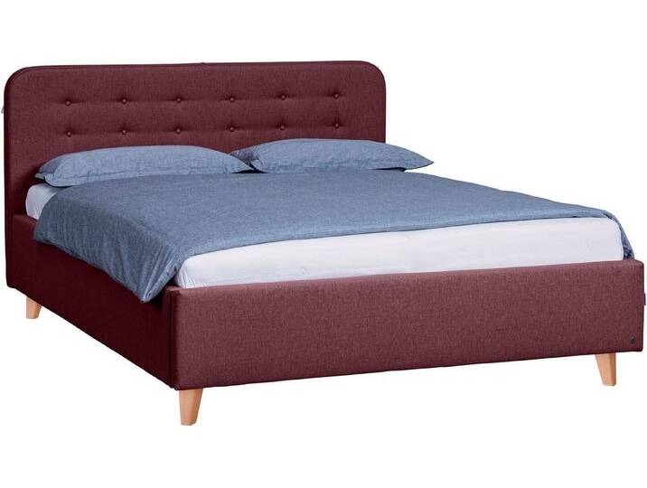 TOM TAILOR HOME Polsterbett NORDIC STORAGE, Stauraumbett mit Knopfheftung im Kopfteil, Füße Buche natur, lila, H3, mauve TBO 107 von Tom-Tailor