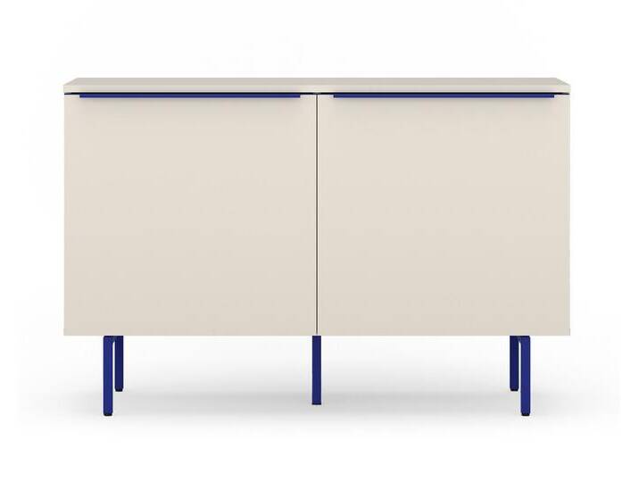 TOM TAILOR HOME Sideboard COLOR PUZZLE Low Cabinet 02, 2 Türen, farbige Griffe & Füße (opt), Breite 1100 mm – Stauraum mit besonderem Farbkick, blau von Tom-Tailor