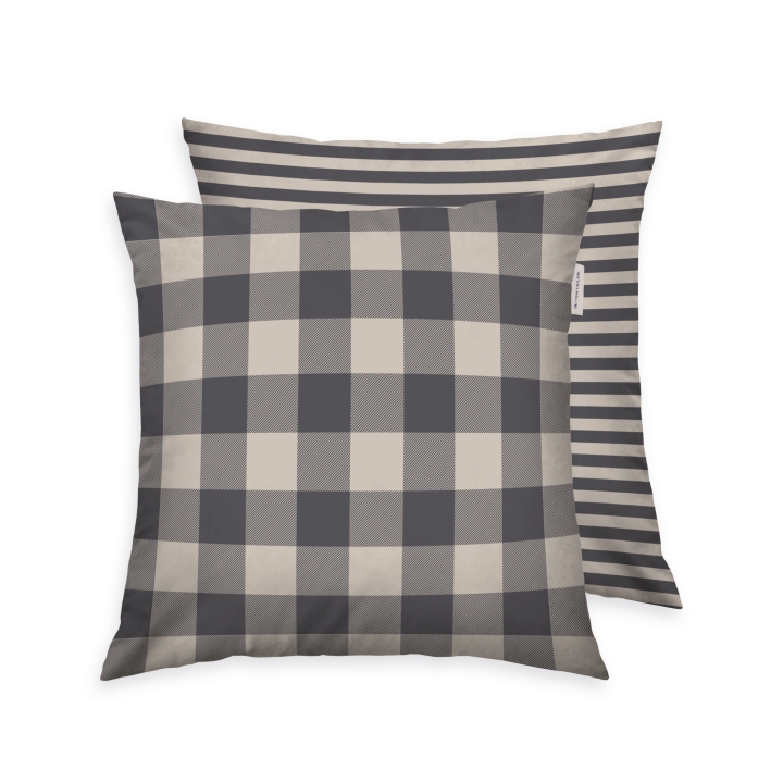 Tom Tailor Flanell-Kissenhülle ca. 40x40cm in Farbe Anthracite & Sunny Sand von Tom Tailor