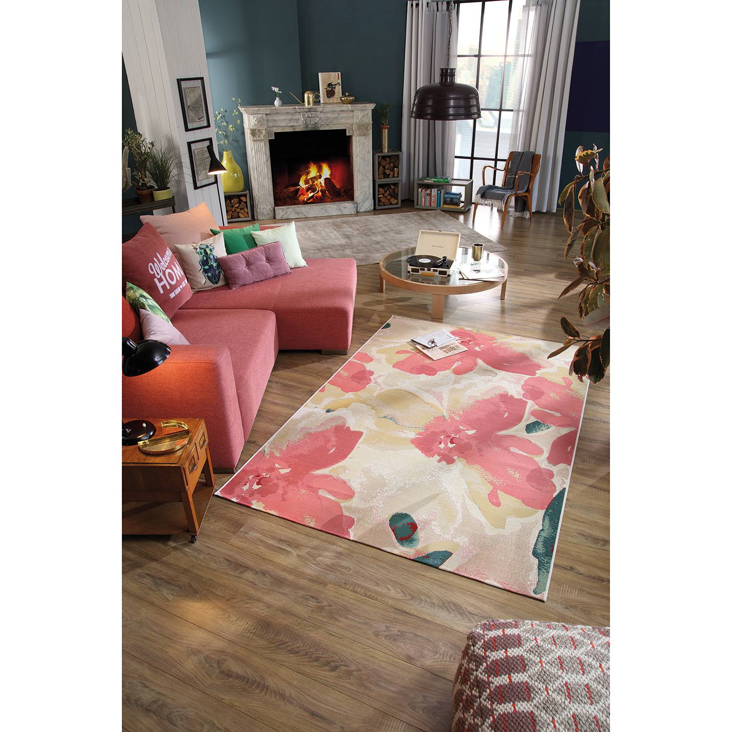 Tom Tailor Kurzflorteppich Garden Blossom Weiß/Rosa Rechteckig 160x230 cm (BxT) Boho Geblümt Kunstfaser von Tom Tailor