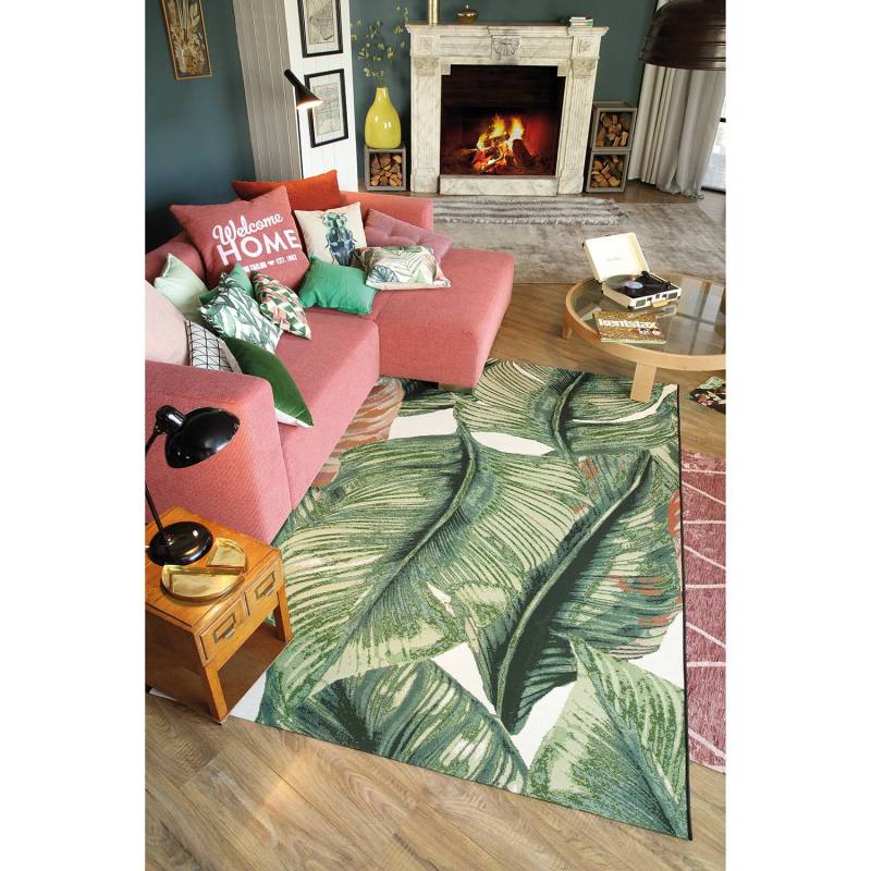 Tom Tailor Kurzflorteppich Garden Leaf Grün Rechteckig 160x230 cm (BxT) Boho Natur Design Kunstfaser von Tom Tailor