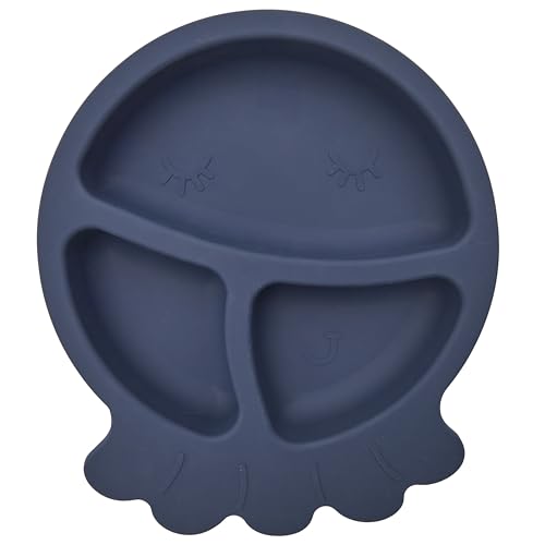 TOM ET ZOE, PU0035, Playful Silicone Plate for Children, 3 Practical compartments, Easy to clean, BPA-Free, ideal for Meals, Light and Durable, 25 cm, Blue, Assorted Colors von Tom & Zoé