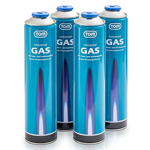 TOM 2 x, 4 x oder 8 x 330 g Universalgas Kartuschen mit Schraubgewinde 600 ml – Propan/Butan Gas Kartuschen LG-600 sind ideal für Unkrautbrenner, Abflämmgerät, Lötbrenner, Gaslampe & Co. von TOM