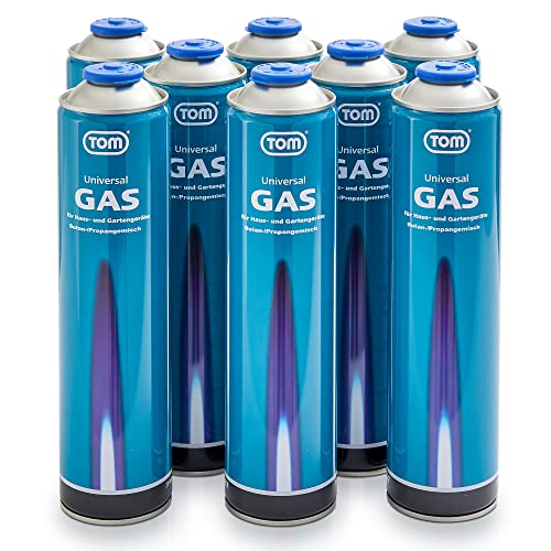 TOM 2 x, 4 x oder 8 x 330 g Universalgas Kartuschen mit Schraubgewinde 600 ml – Propan/Butan Gas Kartuschen LG-600 sind ideal für Unkrautbrenner, Abflämmgerät, Lötbrenner, Gaslampe & Co. von TOM