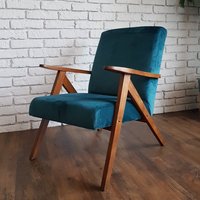 Mid Century Sessel Teal Velvet B310 1960Er Jahre von TomRemaker