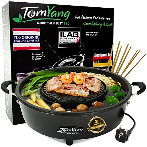 TomYang Hot Pot – Der Original Thai Grill, Designed in Germany, Schweizer Antihaftbeschichtung, mehr als 100 Anleitungsvideos & Rezepte. Korean BBQ , Hotpot, Mookata Thai Hot Pot Topf von TomYang