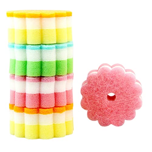 Tomaibaby 10Pcs Küchen Scrub Schwämmen Blumenform Nicht Kratz Beidseitige Schwamm Wäscher Küchenreinigungsschwämme für Geschirr von Tomaibaby