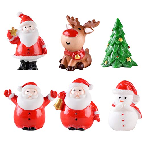 Tomaibaby 12pcs Klein Weihnachtsfiguren Miniatur Weihnachtsmann Schneemann Weihnachtsbaum Rentier Harz Mini Tischdeko Weihnachtesdeko Landschaft Ornament (zufälliger Stil) von Tomaibaby