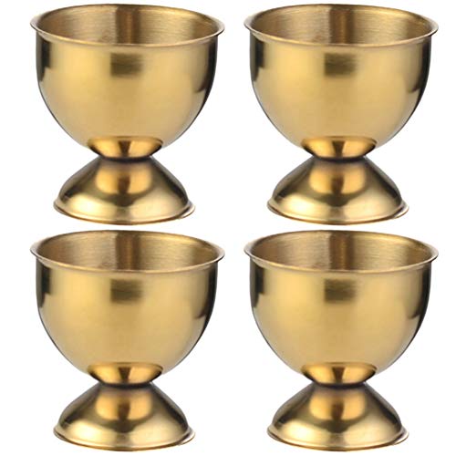 Tomaibaby Eierwilderer Eierbecher 4Pcs Edelstahl Ei Tassen Ei Inhaber Ei Tablett Ei St?nder Halter für Home Restaurant Soft & Hart Gekochtes Ei (Golden) Eierbecher Edelstahl Eiercracker Topper von Tomaibaby