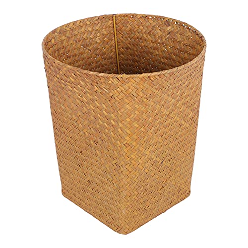 Tomaibaby Rattan Seegras Korb Mülleimer Blumenkorb Geflochtener Aufbewahrungskorb Wäschekorb Abfalleimer Blumenvase Müllkorb Regalkorb Badezimmer Aufbewahrungsbox Wohnzimmer Büro Organizer von Tomaibaby