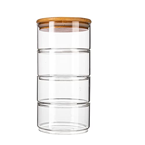 Tomaibaby Glas Kaffeedose Keksdosen Stapelbar Glas Gläser 4 Tier Runde Glas Lagerung Container Lebensmittel Lagerung Kanister mit Deckel Gewürz Flaschen Snack Organizer Keksdose Glas Glas Gewürzdose von Tomaibaby