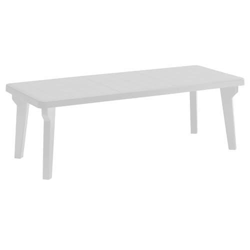 Tomaino Ausziehbarer Gartentisch aus Kunststoff Berg160/220 x 90 x 74 cm (new weiß) von Tomaino