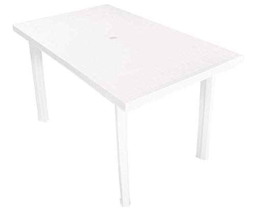 Tomaino Gartentisch Kunststoff rechteckig 126 x 76 x 72 cm (weiß) von Tomaino