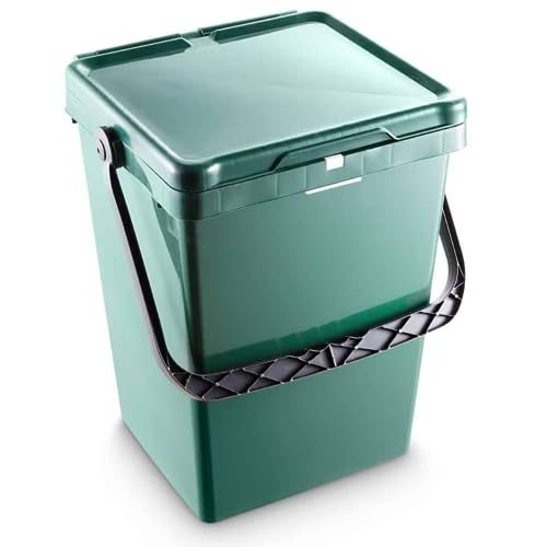 Tomaino - Mülleimer zur Mülltrennung 20 l - Feuchttonne aus Glas, Papier und Kunststoff mit Griff gegen Überlaufen - Mülleimer für Küche und Außenbereich - Grün von Tomaino