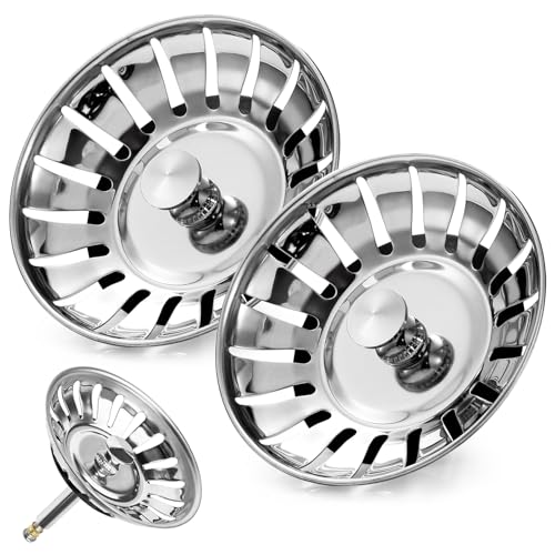 Tomario 2 Packung Siebkörbchen Spüle 82mm - Rostfreies Edelstahl Spülbecken Sieb Spülensieb mit Stöpsel Funktion, Verstellbarer Spülbeckenstöpsel - 48-110 mm Exzenter Zapfen - Zubehör für Küchenspüle Tomario 2 Packung Siebkörbchen Spüle 82mm - Rostfreies Edelstahl Spülbecken Sieb Spülensieb mit Stöpsel Funktion, Verstellbarer Spülbeckenstöpsel - 48-110 mm Exzenter Zapfen - Zubehör für Küchenspüle von Tomario