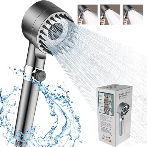 Hochdruck-Duschkopf mit Filter, Tomario gefilterte Handbrause für hartes Wasser, mehrere Sprühmodi, Duschkopf mit Wasserstopptaste für bequeme Benutzung von Tomario
