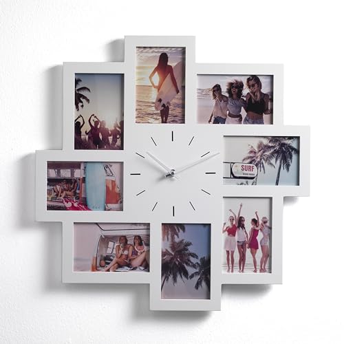 Tomasucci Wand-Bilderrahmen mit Uhr Austin 3310, 50 x 50 cm, MDF weiß lackiert, Platz für 8 Fotos 10 x 15 cm Tomasucci Wand-Bilderrahmen mit Uhr Austin 3310, 50 x 50 cm, MDF weiß lackiert, Platz für 8 Fotos 10 x 15 cm von Tomasucci