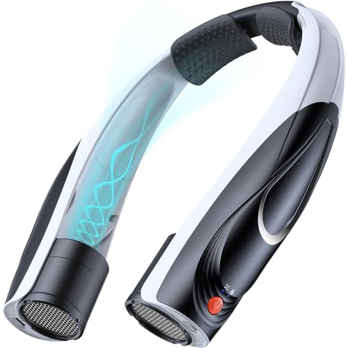 Tomatofrydan Nackenventilator, 6000 mAh Tragbarer Persönlicher Lüfter,6 Geschwindigkeiten,Ventilator Hals Tragbare mit 360°Cooling Luftstrom Hände frei Persönlicher USB Ventilator (Schwarz Weiß) von Tomatofrydan