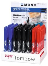 MONO TWIN - Präsentationsständer mit 48 Permanentmarkern mit doppelter feiner und dicker Spitze (24 x OS-TME33; 12 x OS-TME25; 12 x OS-TME15) von Tombow