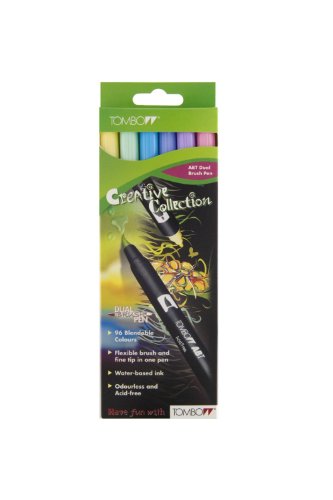Tombow ABT-6C-1 Fasermaler Dual Brush Pen mit zwei Spitzen, 6-er Set, primärfarben von Tombow