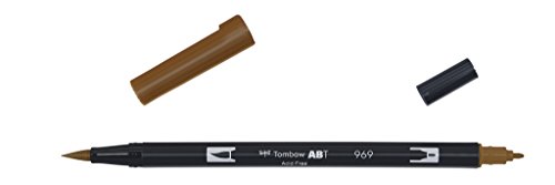 Tombow ABT Dual Brush Pen, ABT-969-1P, Stift mit zwei Spitzen, perfekt fürs Hand Lettering und Bullet Journal, wasservermalbar, chocolate von Tombow