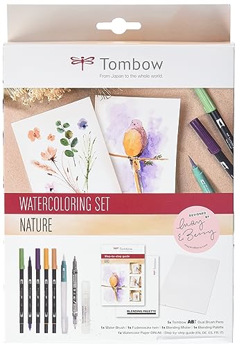 Tombow ABT Dual Brush Pen Watercoloring Set Nature von May & Berry WCS-NAT, 10 Stück (1er Pack) von Tombow