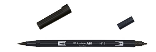 Tombow ABT Dual Brush Pen, ABT-N15-1P, Stift mit zwei Spitzen, perfekt fürs Hand Lettering und Bullet Journal, wasservermalbar, black von Tombow