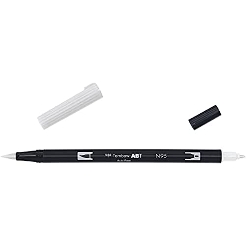 Tombow ABT Dual Brush Pen, ABT-N95-1P, Stift mit zwei Spitzen, perfekt fürs Hand Lettering und Bullet Journal, wasservermalbar, cool gray 1 von Tombow