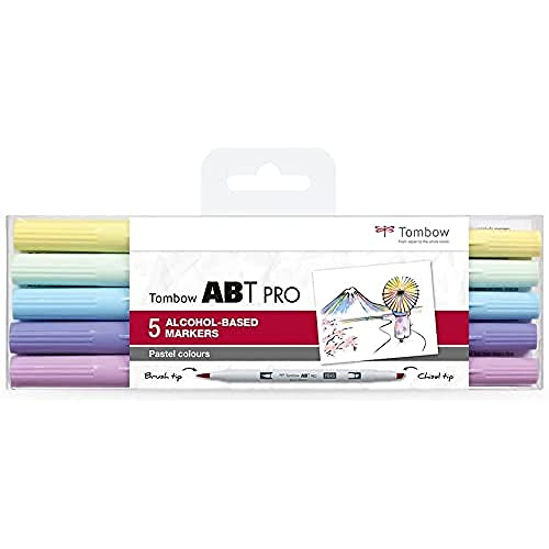 Tombow ABTP-5P-2 Alkoholbasierter Marker ABT PRO zwei Spitzen Pastel Colors, 1 Stück (1er Pack) von Tombow