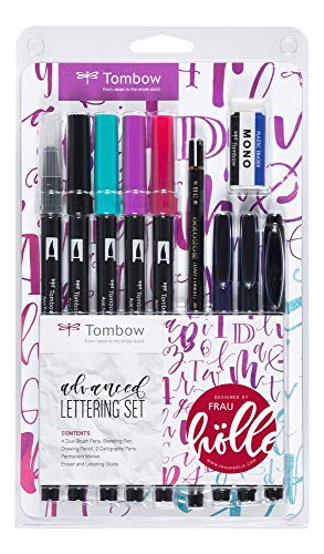 Tombow LS-ADV Lettering Set "Advanced" 9 Stifte + Radierer, inkl. Anleitung, designed von Frau Hölle von Tombow