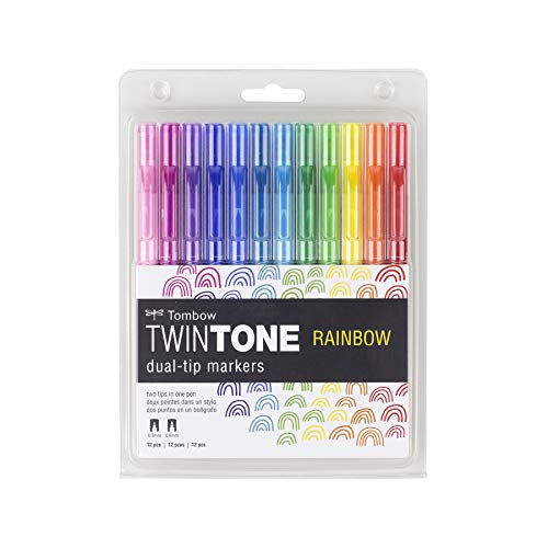 Tombow Tombow Twin Tone Doppelspitz-Marker, 12 Stück, Regenbogenfarben Tombow Tombow Twin Tone Doppelspitz-Marker, 12 Stück, Regenbogenfarben von Tombow