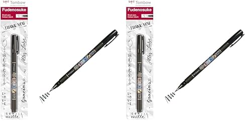 Tombow WS-BS Brush Pen Fudenosuke, weiche Spitze, schreibfarbe schwarz, 1 Stück (2er Pack) von Tombow