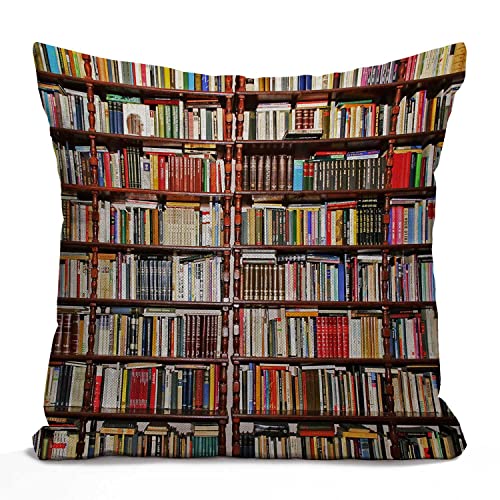 Tomda Bibliothek, Bücherregal, Bauernhaus-Dekoration, Familiendekoration, Baumwolle, Leinen, dekorativer Kissenbezug mit Worten für Sofa, Couch, 45 x 45 cm Tomda Bibliothek, Bücherregal, Bauernhaus-Dekoration, Familiendekoration, Baumwolle, Leinen, dekorativer Kissenbezug mit Worten für Sofa, Couch, 45 x 45 cm von Tomda