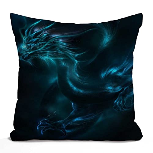 Tomda Kissenbezug, cooler blauer Drachen, Baumwolle, Leinen, quadratisch, Standard-Kissenbezug für Männer und Frauen, Zuhause, dekorativer Sofa, Sessel, Schlafzimmer, Wohnzimmer, 45 x 45 cm Tomda Kissenbezug, cooler blauer Drachen, Baumwolle, Leinen, quadratisch, Standard-Kissenbezug für Männer und Frauen, Zuhause, dekorativer Sofa, Sessel, Schlafzimmer, Wohnzimmer, 45 x 45 cm von Tomda