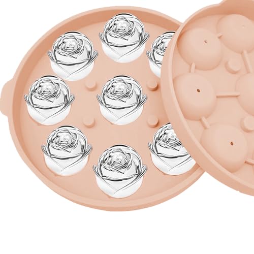 Tomedeks 1 Stück Eiswürfelform Silikon, 3.5Cm Eiswürfelform Rose, 9-Fach Ice Cube Tray 3D Rosen Eiswürfelbehälter Mit Deckel, Wiederverwendbare Eiswürfelformen Bpa-Frei Für Eis, Saft, Kaffee (Rosa) von Tomedeks