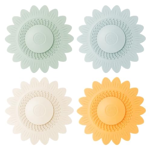 Tomedeks 4 Stück Silikon Universal Abflussstopfen, Universal Stöpsel Mit Siebfunktion Rutschfestes Silikonabflusssieb Badewanne Ablaufstopfen Abflussstöpsel,Praktisches Abflusssieb Silikon(4Farbe) von Tomedeks